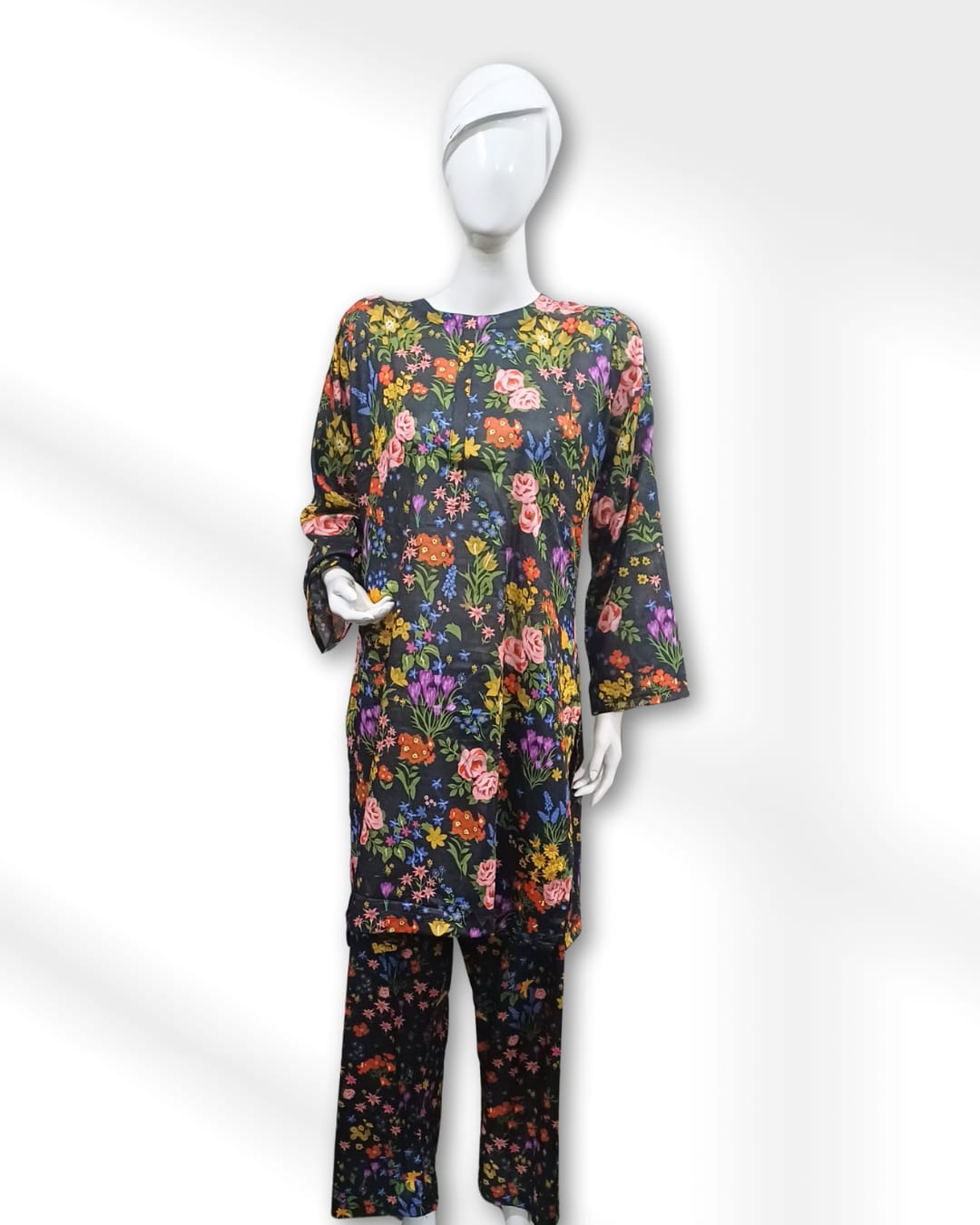 Black Floral Maria B. Co-ords Stitched