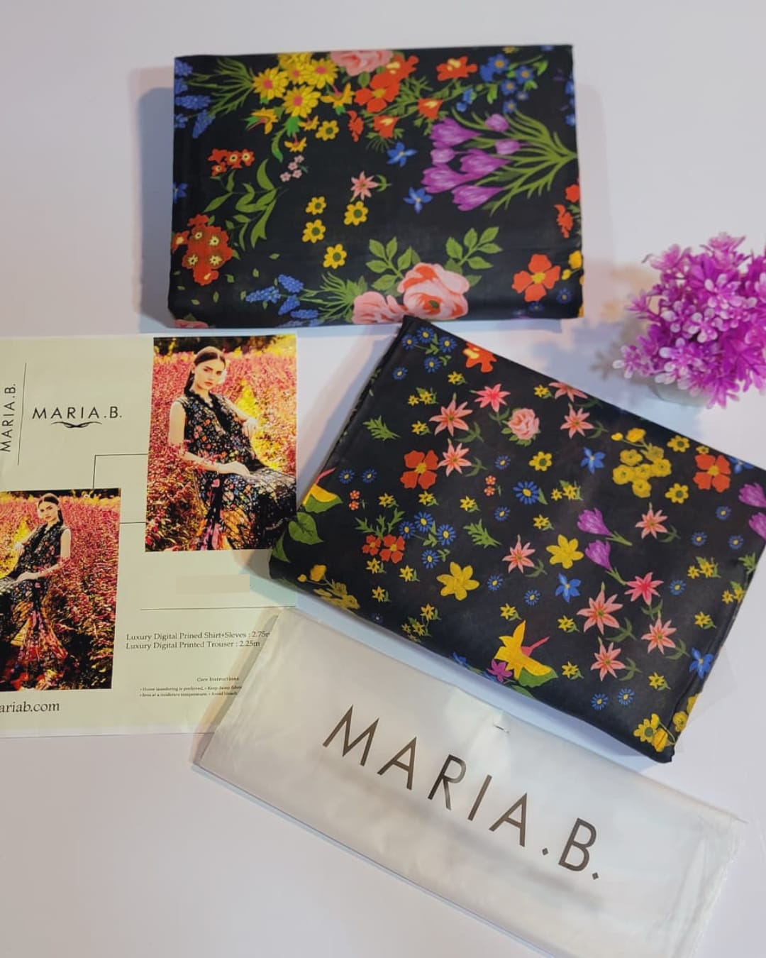Black Floral Maria B. Co-ords Stitched
