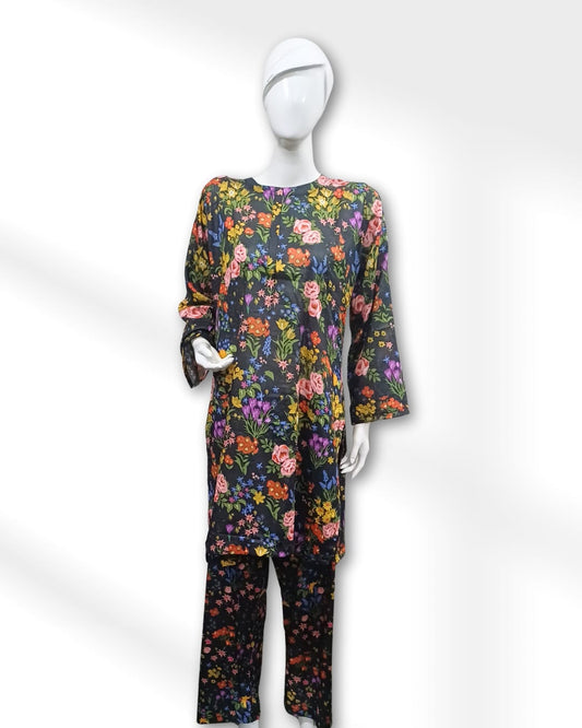 Black Floral Maria B. Co-ords Stitched