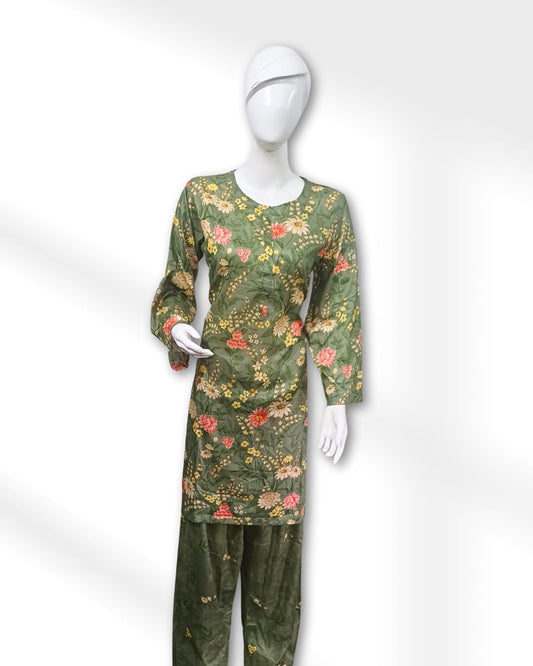 Green Floral Maria B. Co-ords Stitched