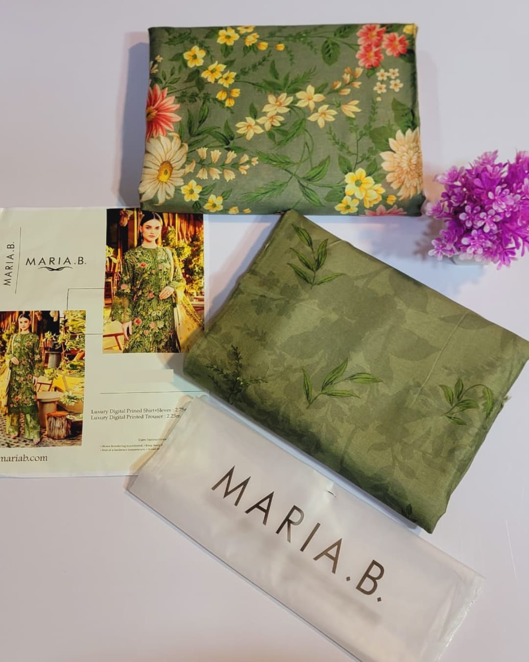 Green Floral Maria B. Co-ords Stitched