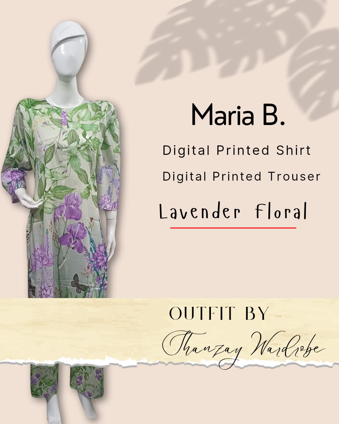 Lavender Floral Maria B. Co-ords Stitched