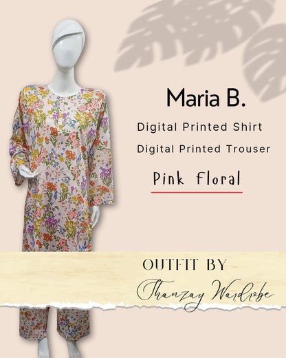 Pink Floral Maria B. Co-ords Stitched