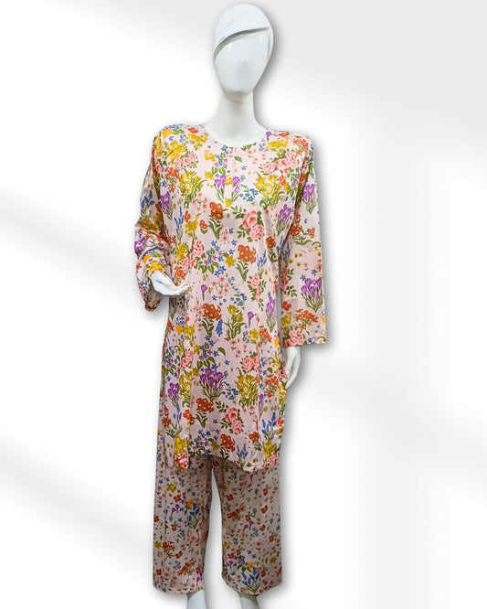 Pink Floral Maria B. Co-ords Stitched
